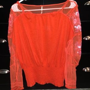 Free People beaded red top